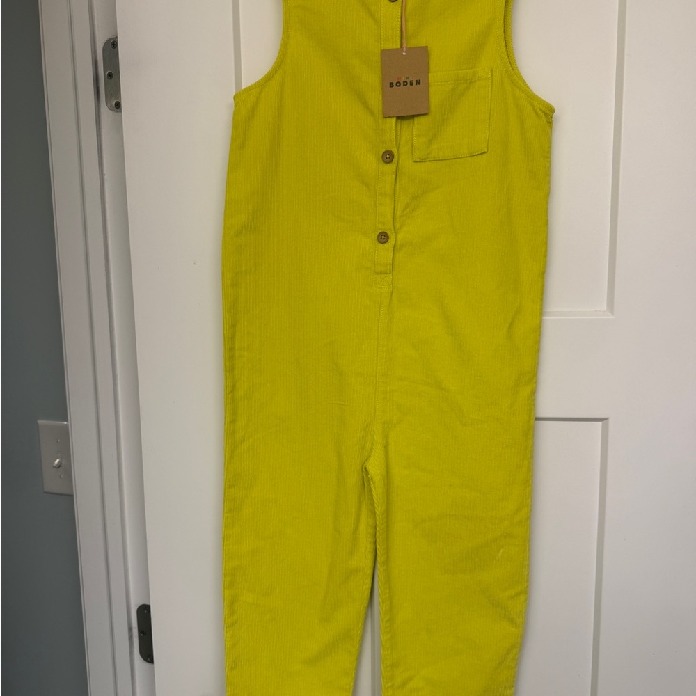 Mini Boden Vibrant Yellow Jumpsuit girls 7-8 lightweight corduroy NWT